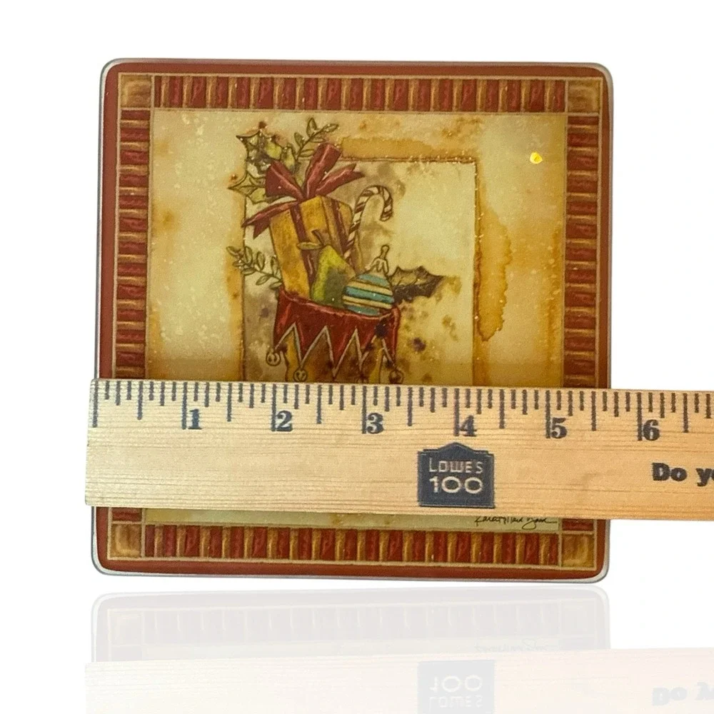 Vintage Glass Cutting Board Rustic Christmas Stocking Karen Hilliard Good 5 3/4